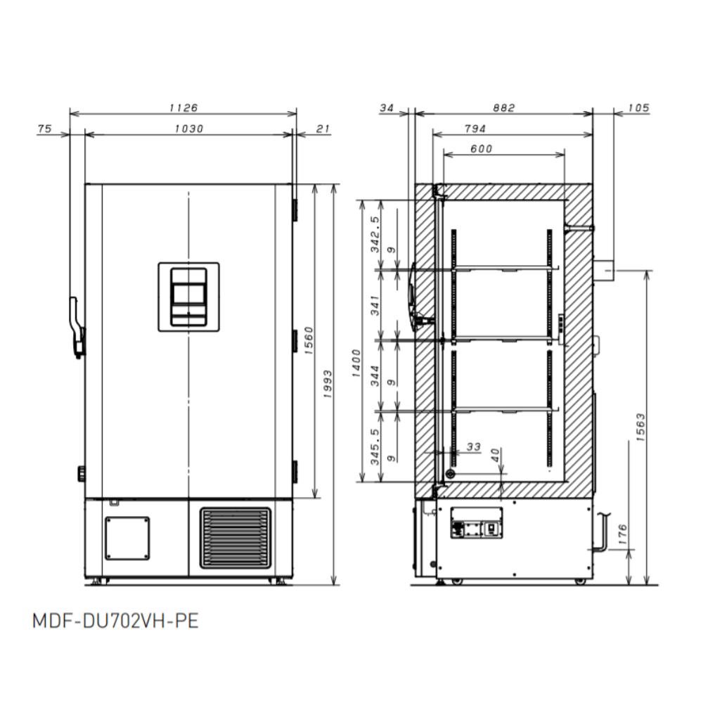 MDF-DU702VH-PE dimensions