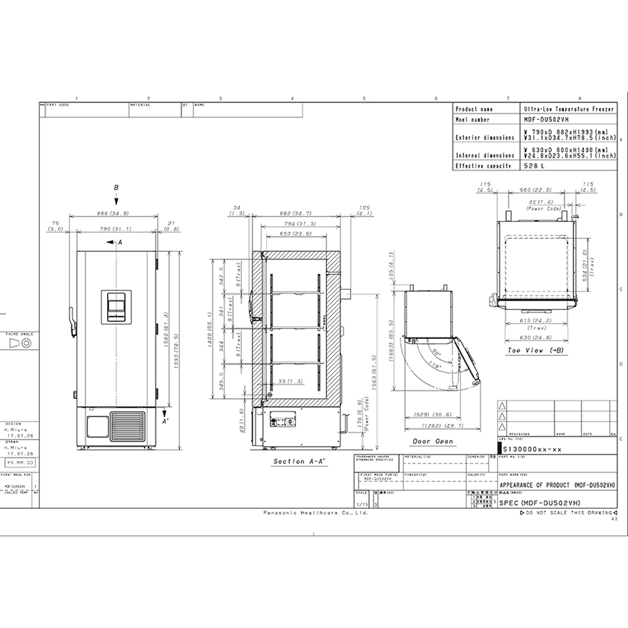 MDF-DU502VH Dimensions