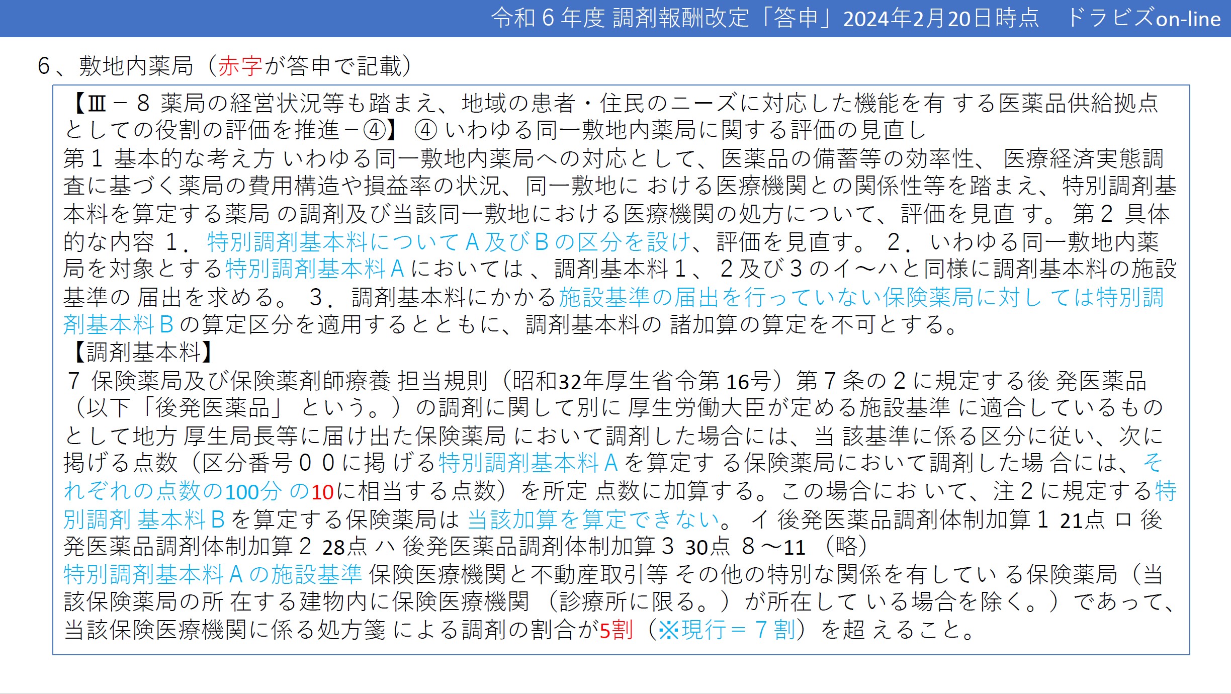 敷地内薬局への対応